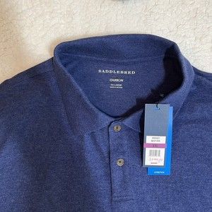 Saddlebred Carbon Stretch‎ Blue Collar Polo Long Sleeve Top Mens XXL NWT tag